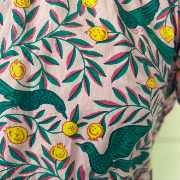 $380 BANJANAN size S Bulbul's Sister Ruffled Mini Dress Delph Bird Peony Pink - Picture 4 of 9